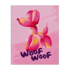 Stupell Industries Woof Balloon Dog Canvas Wall Art Design by Nataly White