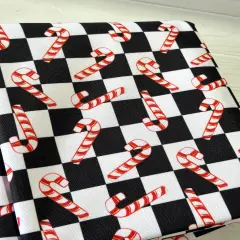 Candy Cane Check Waterproof Canvas