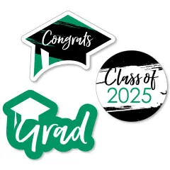 Big Dot of Happiness Green 2025 Graduation Party - DIY Shaped Cut-Outs - 24 Count