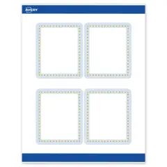 Avery Printable Rectangle Labels, Gold Dots with Blue Border, 4" x 3-1/3", Matte White Rectangle Labels, Permanent, Laser/Inkjet, 40ct, Great for Product Labels