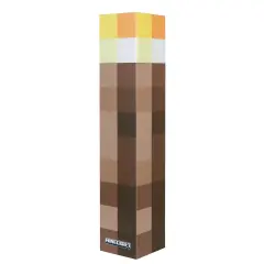 Minecraft: LED Torch - 11" Brownstone Pixels Torch Replica, 4 Light Options, Wall-Table Mounting, USB Charging, Game Themed Night Light Lamp, Licensed