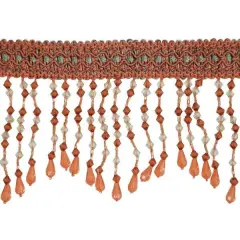 5 yards of Kirsten Scalloped Bead Fringe Trim | 5 yard cut Cinnamon Multi