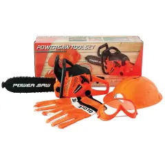 The Bubble Factory: Power Saw - Electric Power Tool Toy Set, Safety Goggles, Helmet & Work Gloves, Realistic Sound, Pretend Play Construction, Kids 3+