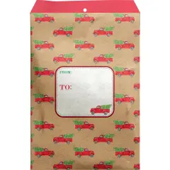 Pack/6: Red Pickup Truck Theme Mailing Envelope - 6 x 1/2 x 9-1/2"