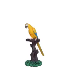 Mutation Macaw Yellow Blue Parrot On Branch Life Size Statue
