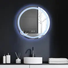 Modern LED Bathroom Mirror with Touch Sensor Wall Mount Vanity Mirror for Home Decor, US Plug, Polished Glass Frame, Sleek Design for Contemporary Bathrooms, Bathroom Vanity Mirror