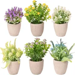 Set of 6 Potted Artificial Flower Arrangements &ndash; Spring Decor
