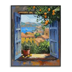 Stupell Industries Mediterranean Window View Framed Giclee Wall Art Design by LSR Design Studio