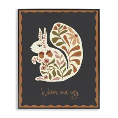 Stupell Industries Autumnal Folk Squirrel Framed Giclee Wall Art Design by Caroline Alfreds