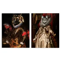 Stupell Industries Royal Garb Dog & Cat 2pc Canvas Wall Art Set Design by Carolee Vitaletti 
