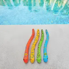 Swim Central Set of 4 Vibrantly Colored Fun Moray Eel Diving Point Sticks Swimming Pool Toys 10'' Multi