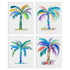 Stupell Industries Bold Blue Palms 4pc Canvas Wall Art Set Design by Julie DeRice