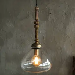 Vintage Metal Plug-in Hanging Lamp -11.4" x 11.4" x 22.8"