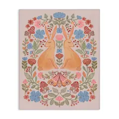 Stupell Industries Autumnal Folk Rabbits Canvas Wall Art Design by Nina Muis Surface Design
