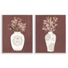 Stupell Industries Rustic Boho Bouquets 2pc Framed Giclee Wall Art Set Design by Janet Tava