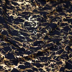 1 Yard Cracked Foil Printed Fabric 36" x 58/60" Length by Width Navy/Gold