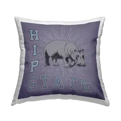 Vintage Hippo State Outdoor Printed Pillow Design by Spirit Animals/Life Is High, 18 x 7 x 18