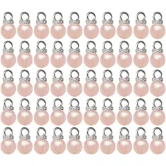 Wrapables Round 10mm Round No Holes Faux Pearls, Imitation Pearls for Jewelry Making (Set of 50), Soft Pink