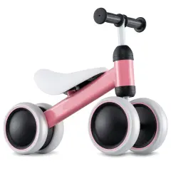 4 Wheels No-Pedal Baby Balance Bike Perfect for Indoor and Outdoor Use Pink