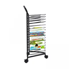 Mobile Paint Drying Rack Metal Desktop Artwork Storage 16 Shelves Rolling Cart