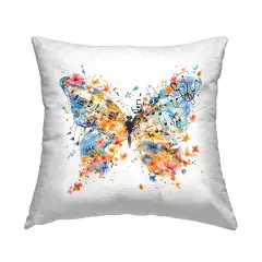 Song Notes Butterfly Outdoor Printed Pillow Design by LSR Design Studio, 18 x 7 x 18