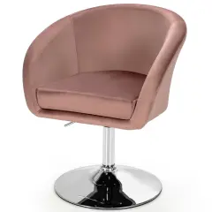 Height Adjustable and Swivel Makeup Accent Chair with Round Back and Metal Base Pink