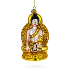 Golden Buddha Glass Christmas Ornament