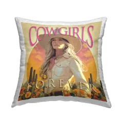 Cowgirls Forever Portrait Outdoor Printed Pillow Design by Steve Hunziker, 18 x 7 x 18