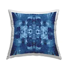 Blue Mirrored Pattern Outdoor Printed Pillow Design by Elspeth Helen Meabank Perkin, 18 x 7 x 18