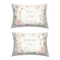 Floral Positivity Statements 2 PC Outdoor Printed Pillow Set Design by Carol Robinson, 14 x 7 x 20