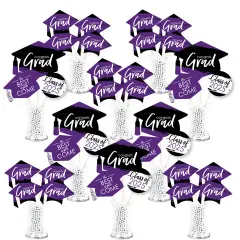 Big Dot of Happiness 2025 Purple Graduation Party Centerpiece Sticks - Showstopper Table Toppers - 35 Pieces