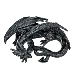 Somasaurus Metallic Black Gothic Sleeping Dragon Statue 12 in.