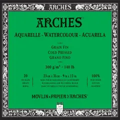 Arches Aquarelle Cold Pressed Watercolor Block 9"X12"- 140lb, 20 Sheets