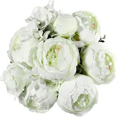 Silk Peony Bouquet White Artificial Peonies Fake Peony Flowers Wedding Table Centerpieces Home Office Decoration Floral Arrangements