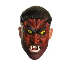 red BLOOD DEVIL MASK chinless adult mens horror halloween costume ONE SIZE