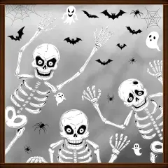 9 Sheet Halloween Window Clings, 97PCS Skeleton Halloween Decorations