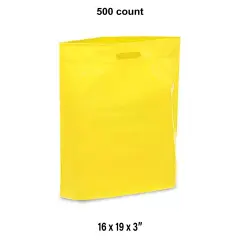 All Purpose Die Cut Handle Bags for 16 x 19 x 3" Yellow