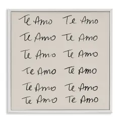Stupell Industries Te Amo Repetitivo Framed Giclee Art White Framed