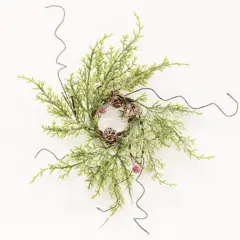 Frosty Red Berry & Cone Candle Ring 1.5"