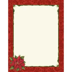 Great Papers! Holiday Stationery Letterhead, Poinsettia Damask, 8.5"x11", Printer Friendly, 80 sheets