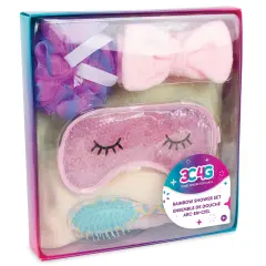 3C4G: Rainbow Shower Set - 5 Piece Set, Make It Real, Teens Tweens & Girls, Self-Care Set, Home Spa Experience, Includes: Loofah, Mask, Brush, Headband, & Towel Wrap, Three Cheers For Girls, Kids Ages 6+