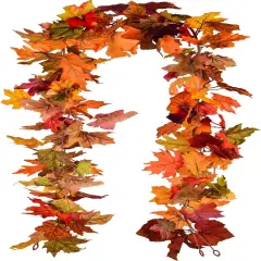 2 Pack Fall Maple Garland - 5.9ft/Piece Artificial Fall Foliage Garland