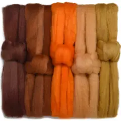 5oz BFL Hand Dyed Fiber - Soft Lustrous Wool Top Roving Pre-Drafted for Hand or Wheel Spinning, Felting, Blending, Weaving, and Crafts Harvest