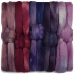 5oz BFL Hand Dyed Fiber - Soft Lustrous Wool Top Roving Pre-Drafted for Hand or Wheel Spinning, Felting, Blending, Weaving, and Crafts Purple Haze