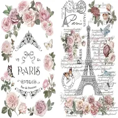 2 Large 12"x18" Sheets Decorative Vintage Stickers and Decals