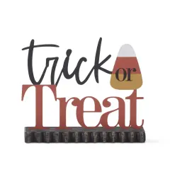 7.75&Prime; Halloween Trick or Treat Candy Corn Sign &ndash; Tabletop Decor Accent