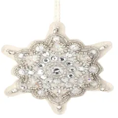 3.5&rdquo; Embroidered Jewel Snowflake Ornament &ndash; Elegant Christmas D&eacute;cor