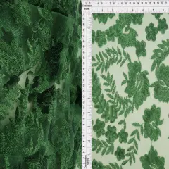 1 Yard Mesh Sequins Embroidery Fabric, Polyester Spandex Blend GREEN