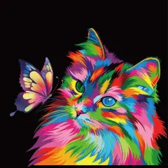 Paint by Numbers for Kids & Adults & Beginner, DIY Canvas Painting Gift Kits for Home Decoration - Colorful Cats and Butterflies 16 x 20 inch (Without Framed)