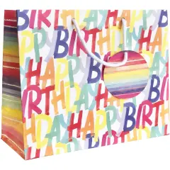 Pack/6: Rainbow Birthday Gift Bag - 12-1/2 x 5 x 10"